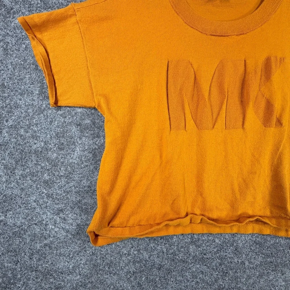 Michael‎ Kors Short-Sleeve Crop Top Womens XL Mustard Everyday Comfy Crewneck